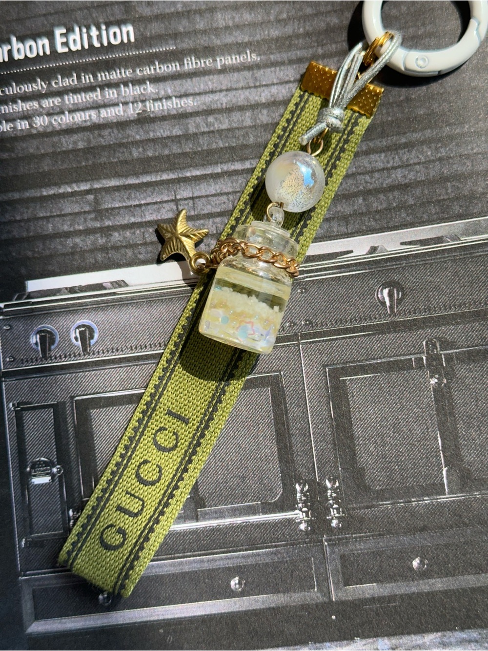 Authentic GG Ribbon and Christmas GG Bead & Wishing bottle Keychain Bag Charm - Picture 3 of 5